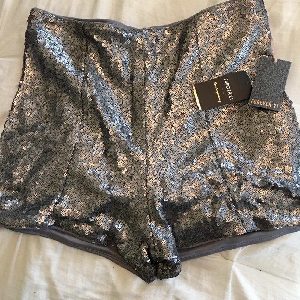 Silver sequin Forever 21 hot pants (shorts) NWT